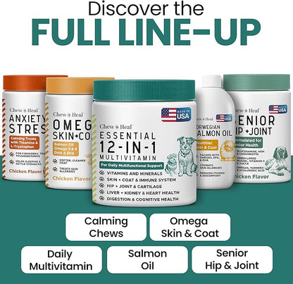 12-in-1 Multivitamin for Dogs - 240 Puppy and Senior Dog Vitamin and Supplement Soft Chews for Hip and Joint - Advanced Formula with Glucosamine, Omega 3,6,9, Vitamins, Probiotics, and More