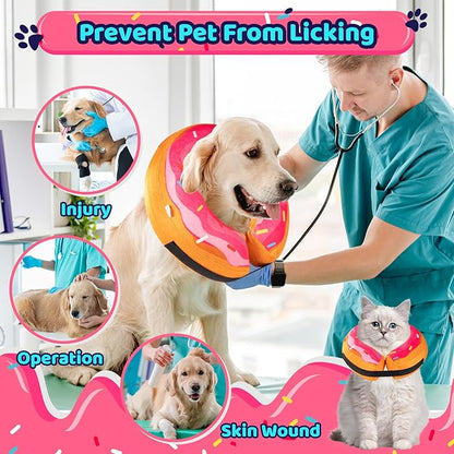 Grand Line Donut Inflatable Collar for Dogs and Cats, Soft Recovery Dog Cone After Surgery, Protective Pet Neck Cone for Small, Medium, Large Dogs, Not Block Vision (Pink, X-Large)