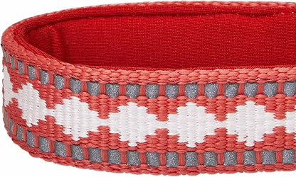Blueberry Pet 3 Colors 3M Reflective Jacquard Neoprene Padded Adjustable Dog Collar, Coral, Small, Neck 12"-16"