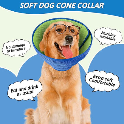 Soothing Recovery Cone for Dogs & Cats, Soft Anti-Lick Collar for Post-Surgery Protection, Comfortable Elizabethan Cone Alternative for Spay Neuter Recovery, Adjustable Design (L)