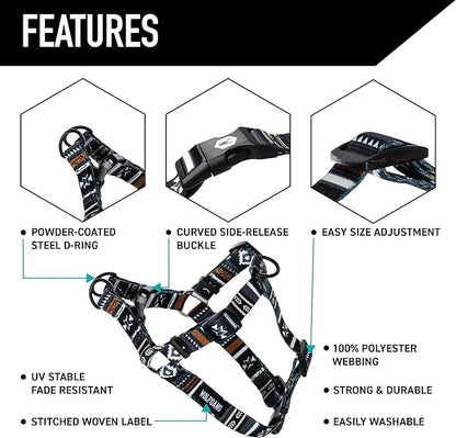 Wolfgang Heavy Duty Adjustable Dog Harness, Pull-Tested to Over 800 lbs for Walking & Training, NewMoon Print, Small