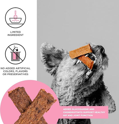 BIXBI Hip & Joint Support Salmon Jerky Dog Treats, 4 oz - USA Made Grain Free Dog Treats - Glucosamine, Chondroitin for Dogs - High in Protein, Antioxidant Rich, Whole Food Nutrition, No Fillers