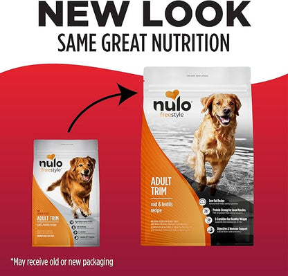 Nulo FreeStyle Adult Trim Dry Dog Food - High Protein Grain Free Dog Food for Healthy Weight Management, Natural Kibble with Probiotics, L-Carnitine and Fiber for Small, Medium, Large Breeds, 26lb Bag