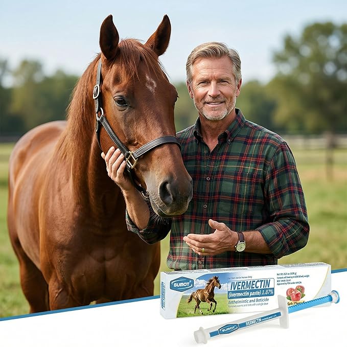 Ivermectin Horse Paste 1.87% – Apple Flavored Oral Dewormer for Horses, 6-Pack