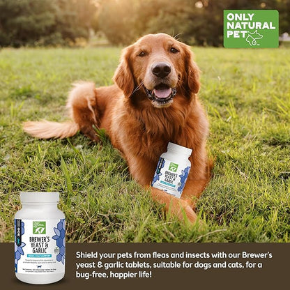 Only Natural Pet Brewer's Yeast & Garlic Chewables - All-Natural Flea & Tick Prevention for Dogs - Fortified with B Vitamins - Promotes Healthy Skin & Coat - 300 Count Tablet