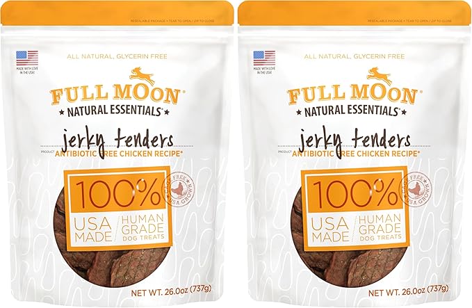 Full Moon Chicken Jerky Dog Treats | Human Grade | Made in USA | 26 oz | Pack of 2