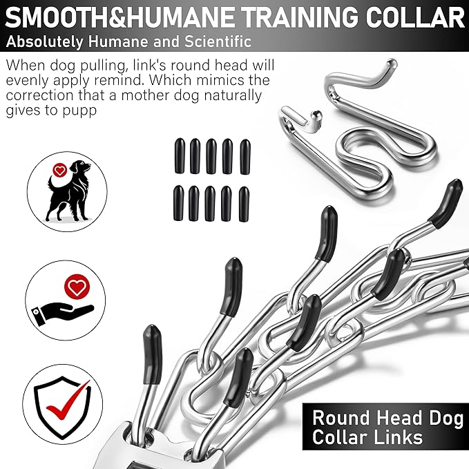 Dog Training Collar Adjustable Stainless Steel Collar with Quick Release Buckle for Small Medium Large Dog (XL Neck Girth 16.9"-22.2")