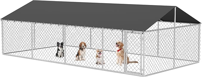 Petony Outdoor Dog Playpen Heavy Duty Dog Kennel House Mesh Dog Big Cage Pet Kennel Steel Fence with Secure Lock