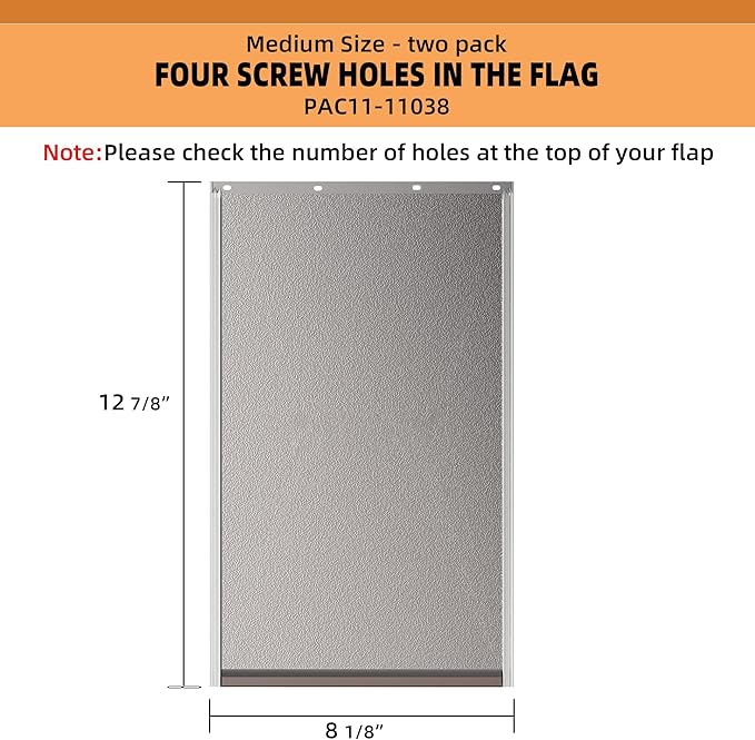 2 Pack Medium Dog Door Replacement Flaps with Screw, Pet Door Replacement Flap Compatible with PetSafe Freedom PAC11-11038, Weather-Proof & No Warped,Dog Door Flap Measures 12 7/8'' × 8 1/8''