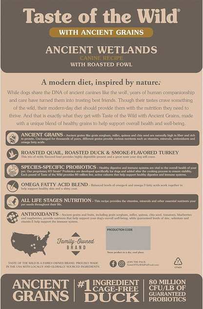 Taste of the Wild Ancient Wetlands Canine Recipe with Roasted Fowl and Ancient Grains 5lb
