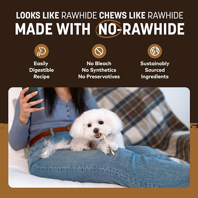 Earth Animal No Hide Stix - Long Lasting Rawhide Free Small Dog Chews Sticks, Venison - 40 Count Extra Value Pack