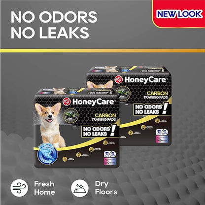 HONEY CARE All-Absorb Puppy Training Pads | Doggie Potty Pads Absorb Eliminating Urine Odor, Ultra Charcoal Dog Pee Pad (Carbon, L 22x23 inch, 100ct)