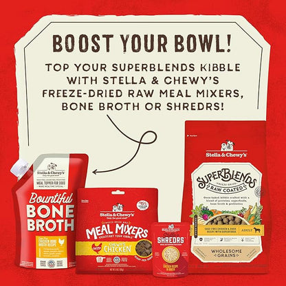 Stella & Chewy's SuperBlends Raw Coated Wholesome Grains Cage-Free Chicken & Duck Recipe with Superfoods, 21 lb. Bag