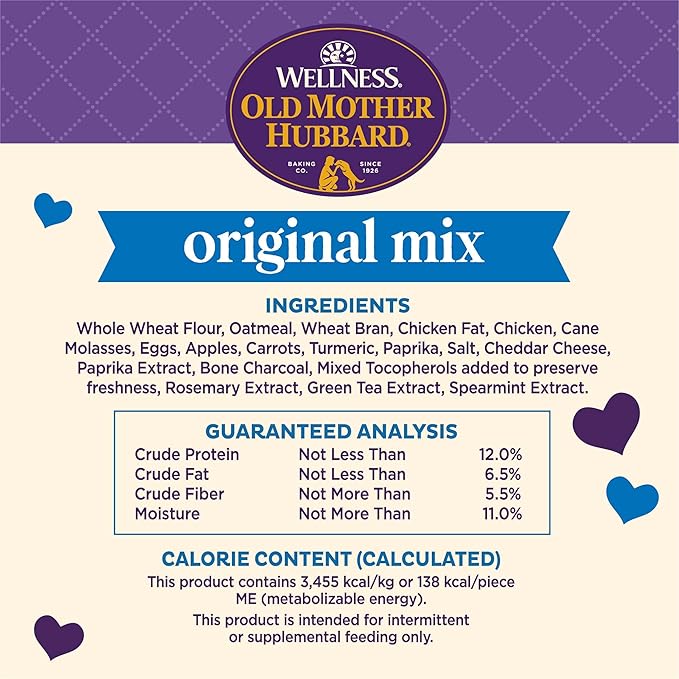 Old Mother Hubbard Wellness Original Mix Dog Biscuits, Natural, Training Treats, Four Flavors, Large Size, (3.5 Pound Bag)