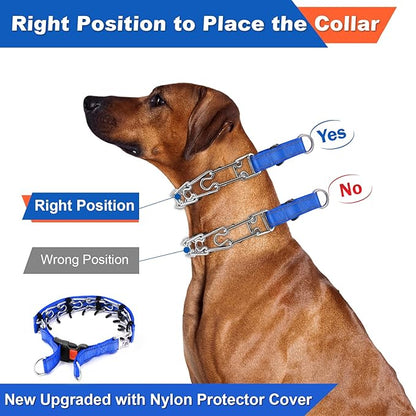 Supet Dog Prong Collar, Dog Choke Collar Adjustable Dog Pinch Collar with Quick Release Buckle/Nylon Cover for Small Medium Large Dogs