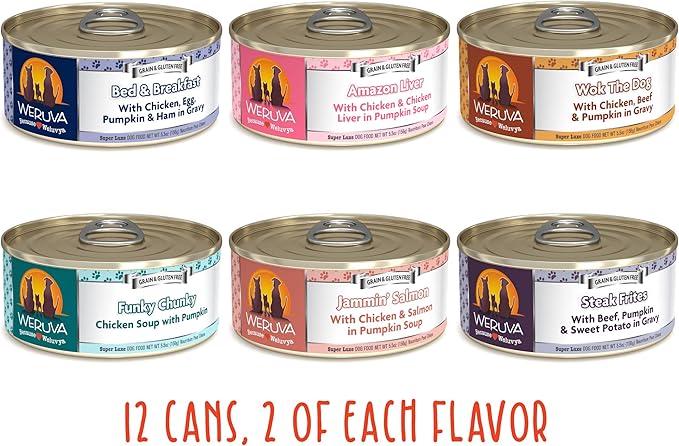 Weruva Classic Dog Food, Let's Give Em' Pumpkin to Talk About Variety Pack, 5.5oz Can (Pack of 12)