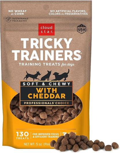 Cloud Star Tricky Trainers Soft & Chewy Dog Treats, Cheddar, 5 oz. Pouch