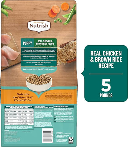 Nutrish Rachael Ray Dry Dog Food Puppy, Real Chicken & Brown Rice Recipe, 5 lb. Bag