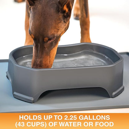Neater Pet Brands Extra Large Water Bowl for Dogs, Outdoor Dog Water Bowl (2.25 Gallon XL Capacity), Big Trough Style Food Dish for Indoors or Outside, No Spill Large Dog Bowls, Gunmetal Grey