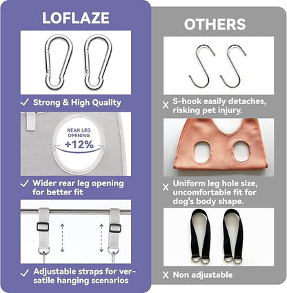 Loflaze Dog Grooming Hammock Harness for Dogs & Cats with Pet Nail Clipper Trimmer - Cat Hanger Sling for Trimming Clipping Nails- Dog Hammock Restraint Bag for Small Medium Large pet （ Purple XL）