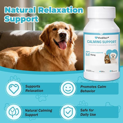 Dog Calming Capsule Calming Support Supplement for Small Dogs and Cats, Helps Promote Relaxation and Reduce External Stress Factors, Daily Behavioral Support and Anxiety Relief for Dogs and Cats, 75mg