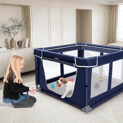 42 × 42 inch Dog Playpen with Pee Pad, Soft Puppy Playpen, 25 Height Pet Playpen for Small Dogs and Small Animals, Dog Fence Indoor, Play Yard with Zipper Door