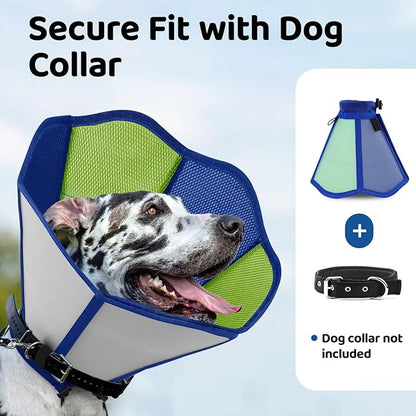 Cone for Dogs, Soft Dog Cone for Medium Large Dogs, Dog Cones Collar After Surgery to Stop Licking, Adjustable Pet Cones Alternative with Double-Layer Design, Blue L