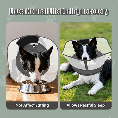 Inflatable Dog Cone with Transparent Shield, Protective Dog Donut Collar After Surgery Soft Donut Cone for Dogs, Gray, XL