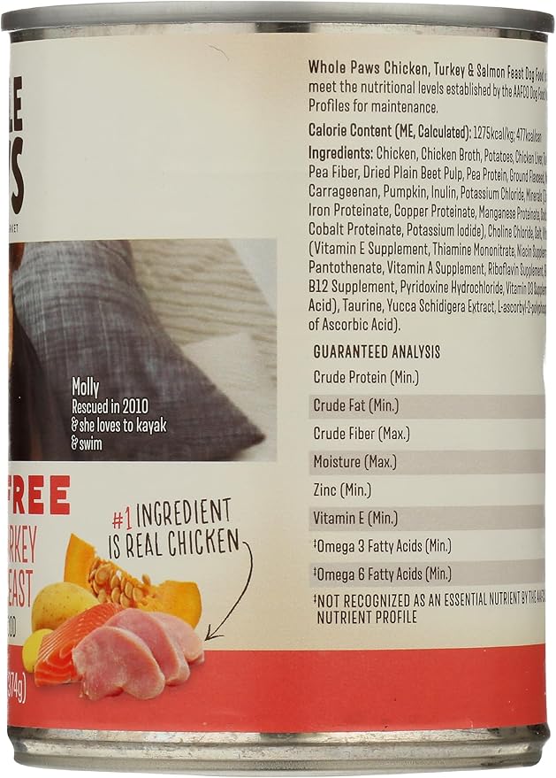 Whole Paws, Whole Paws, Chicken, Turkey and Salmon Dog Food, 13.2 Ounce