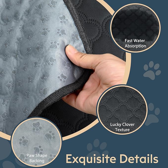 FunFurry Washable Pee Pads for Dogs - 2 Pack Reusable Pee Pads，Waterproof Puppy Pads，Pet Training Pads，Super Absorbent with Dog Paw Shape Non-Slip Backing (Dark Grey, 36" X 48" - 2 Pack)