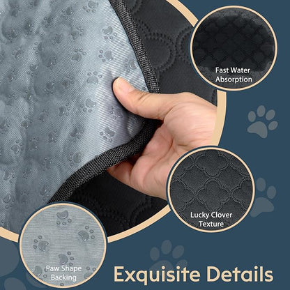 FunFurry Washable Pee Pads for Dogs - 2 Pack Reusable Pee Pads，Waterproof Puppy Pads，Pet Training Pads，Super Absorbent with Dog Paw Shape Non-Slip Backing (Dark Grey, 36" X 48" - 2 Pack)