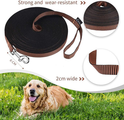Hi Kiss Dog/Puppy Obedience Recall Training Agility Lead - 15ft 20ft 30ft 50ft 100ft Training Leash - Great for Training, Play, Camping, or Backyard(100ft,Black_Orange)