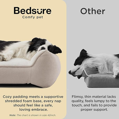 Bedsure SupportMax™ XL Pro Orthopedic Dog Beds Large Sized Dog - As Seen on TV Extra Thick Supportive Dogs Couch with Waterproof Washable Cover, Extra Large Comfort Pet Sofa with Soft Sherpa, Beige