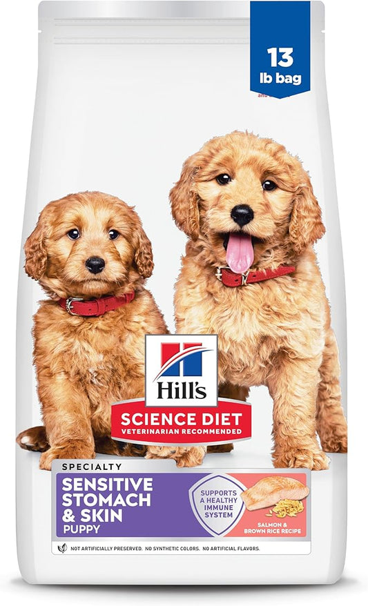 Hill's Science Diet Puppy Sensitive Stomach & Skin Dry Dog Food, Salmon & Brown Rice, 13 lb. Bag