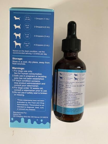 Natural Antibiotics for Dogs - 60ML Dog Antibiotic Drops - Itchy Skin Relief - Allergy Relief - Immune Support - with Organic Natural Ingredients - Bacon Flavor