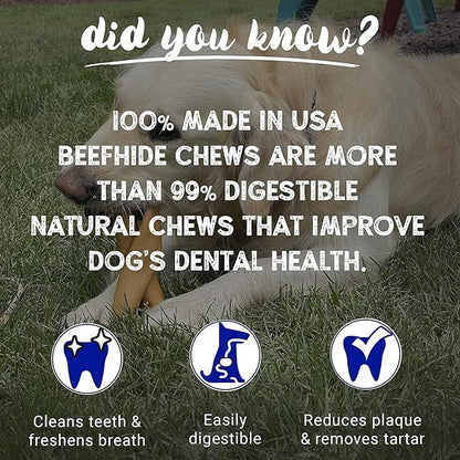 Pet Factory 100% Made in USA Beefhide 7" Braided Sticks Dog Chew Treats - Beef & Chicken Flavor, 6 Count/1 Pack