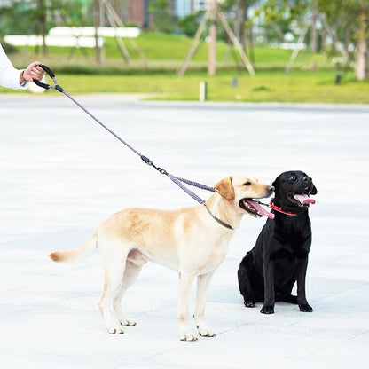 iYoShop Dual Dog Leash - 360° Swivel, No Tangle Walking Leash with Shock Absorbing Bungee for Two Dogs (Medium, 8-35 lbs, Lavender)