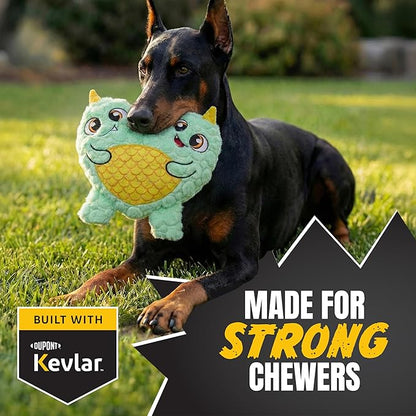Bite Force - Durable & Strong Dog Toy Blue Two Headed Monster with Squeaker, Kevlar-Reinforced for Aggressive chewers.