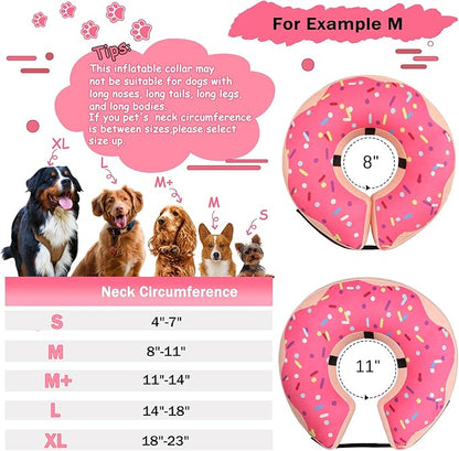 Inflatable Cone Collar for Large Medium Small Dogs, Soft Adjustable Recovery Collar for Dogs Cats,Dog Cone Neck Donut Alternative After Surgery(Pink,Small