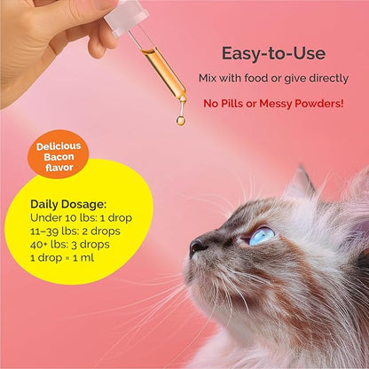 Kidney Support Drops | Cat Health & Wellness Drops with Rehmannia | Liquid Vitamins & Supplements for Kidney Function | Natural Cat Wellness Formula | 80 ml