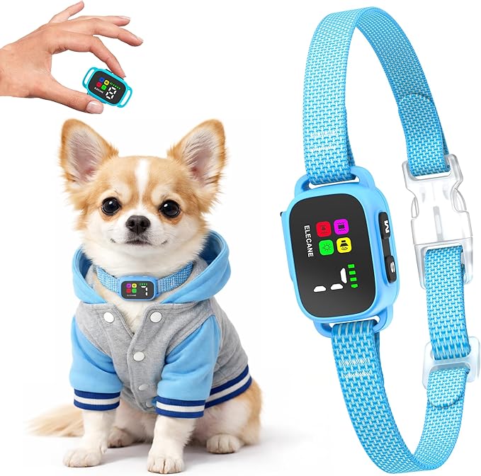Tiny Bark Collar for Small Dogs 5-15 lbs and Puppies - No Shock Anti Barking Collar - Rechargeable Smart Collar for Dog Training with 7 Sensitivity Levels and 3 Beep&Vibration Modes (Pure Blue)