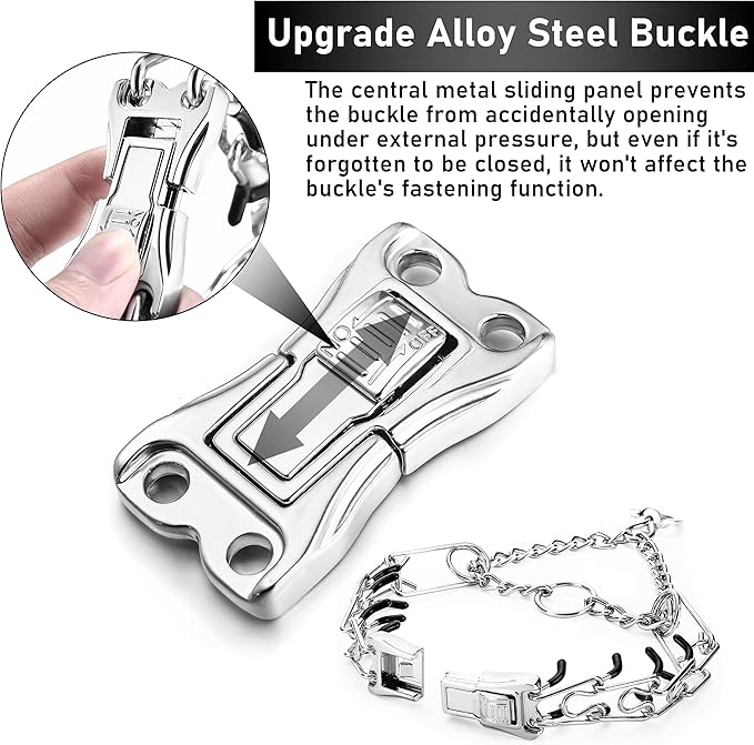 Dog Training Collar Adjustable Stainless Steel Collar with Quick Release Buckle for Small Medium Large Dog (S Girth 11.2"-14.5")