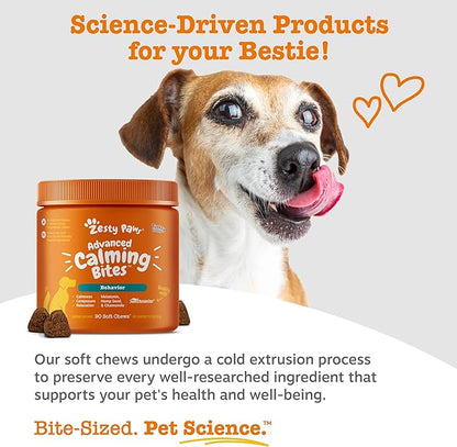 Zesty Paws Calming Chews for Dogs - for Everyday Stress, Relaxation, Composure, and Separation Bacon 90 Count