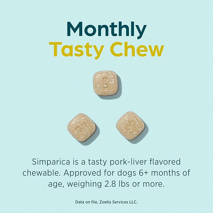 Simparica (sarolaner) Chewables for Dogs, 120 mg/tab, 88.1-132 lbs (Brown), 1 Tablet