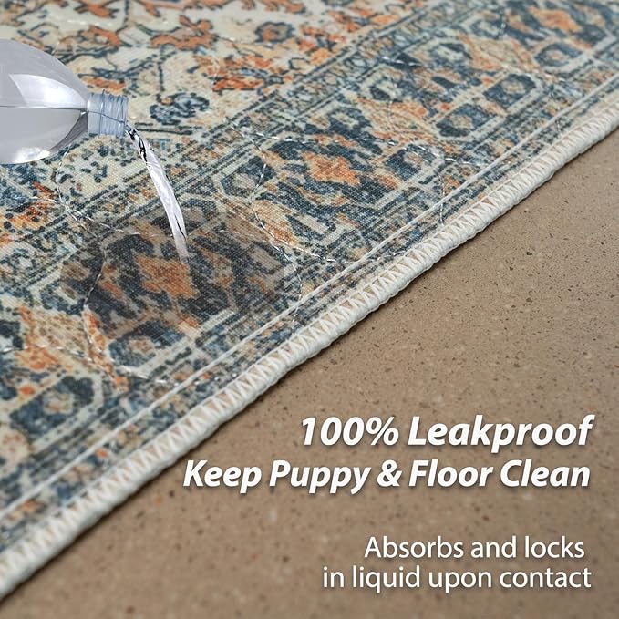 nunubaby Reusable Potty Pads for Dogs for Crates and Floors. Washable Pee Pads for Dogs, Stylish, Non-Slip and Leak-Proof Pee Pads. (Beige/Multi, 18" x24" )