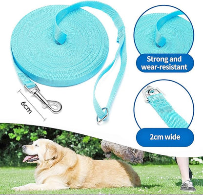 BAAPET 15/20/30/50/100 ft Long Dog Training Leash with Clickers for Small, Medium and Large Dogs or Cats (20 Feet, SkyBlue)