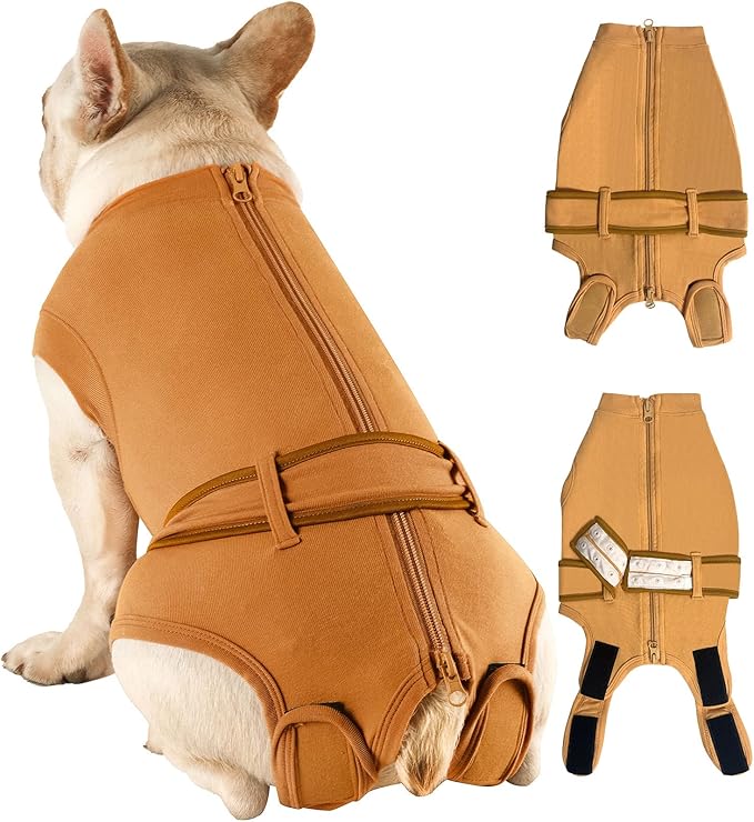 Dog Surgery Recovery Suit, Upgrade Surgical Suit with Belt for Small Medium & Large Female Male Dogs Cats Anti Licking Breathable Cotton Dog Onesies