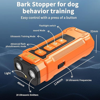 Ultrasonic Dog Bark Deterrent Device - Sonic Dogs Whistle to Stop Barking All Size, Pet Gentle Anti-Barking Control silencer, 35ft Range Barks No More, Humane Behavior Training Indoor Outdoor