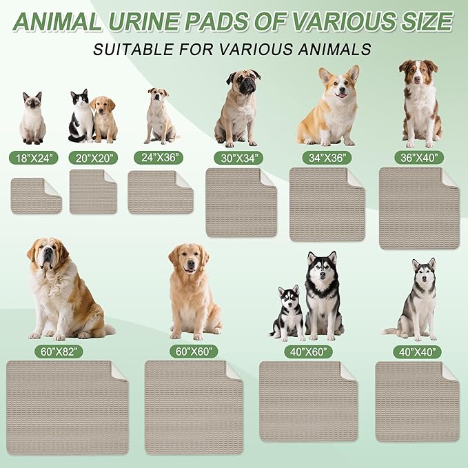 Washable Pee Pads for Dogs, 2 Pack Reusable Puppy Pads Dog Pads, Non-Slip Dog Pee Pads, Leakproof Pet Pee Pads Wee Wee Pads for Dogs. (Brown, 20"x20"(Pack of 2))