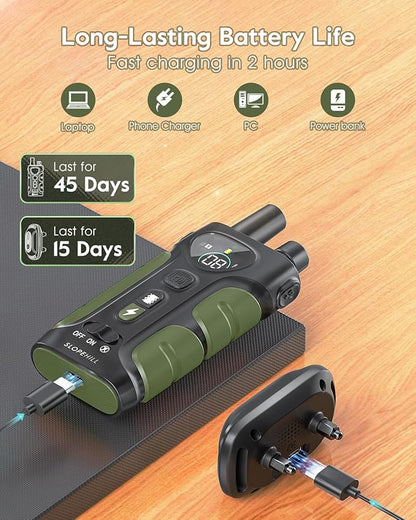 SLOPEHILL Dog Shock Collar,4200FT Dog Training Collar with Remote,IPX8 Waterproof E-Collar with Beep,Vibration,Shock,Flash Light,No Shock Mode,Electric Shock Collar for Small Medium Large Dogs,Green